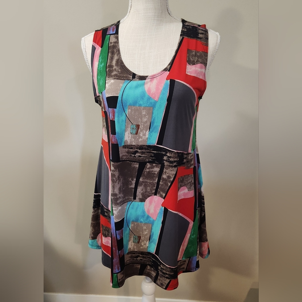 Jostar Abstract Print Sleeveless Tunic Top Size M